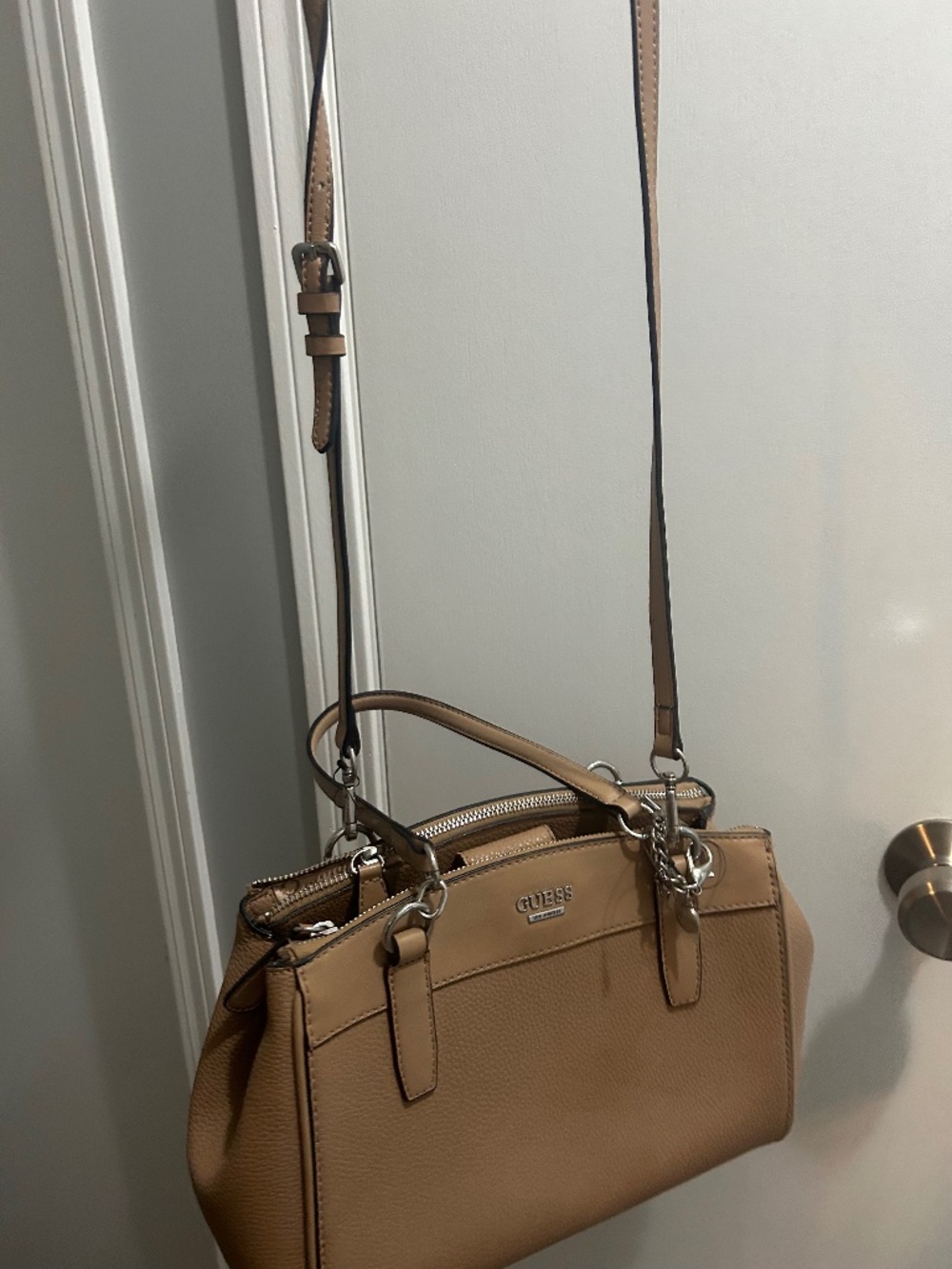 Tan Faux Leather Guess purse